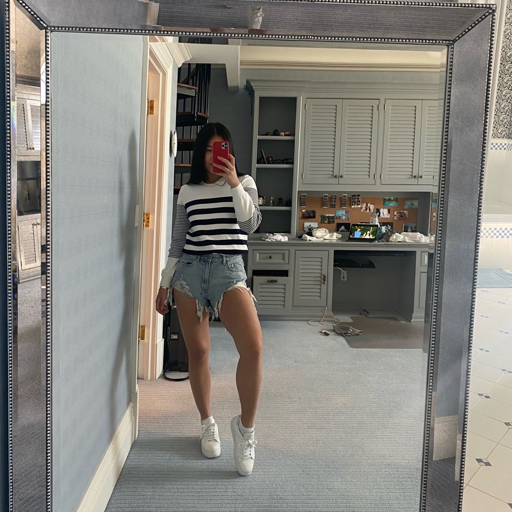 Lacoste live navy and white striped sweater